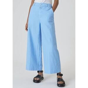 Closed Barton Cotton & Linen Pants In Blue Morning Sky Cropped Wide Leg Size 27
